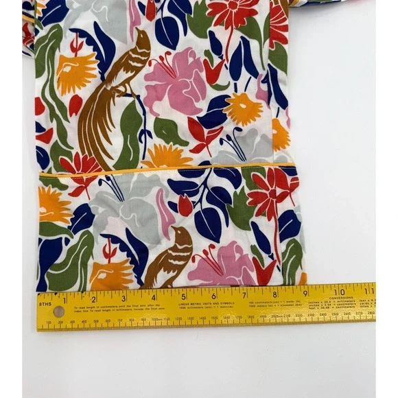 New Boden Pants Womens 6 Multicolor Floral Bird Print Elastic Waist Straight - Picture 5 of 10